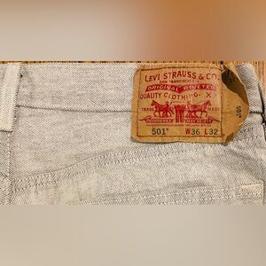 Y2K Levi’s 501 Button Fly Jeans,washed grey color,36/32 (30 inseam) straight fit
